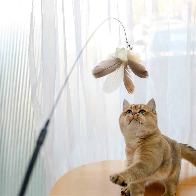 Interactive Cat Stick Toy - Retractable Laser Teaser Wand for Cats
