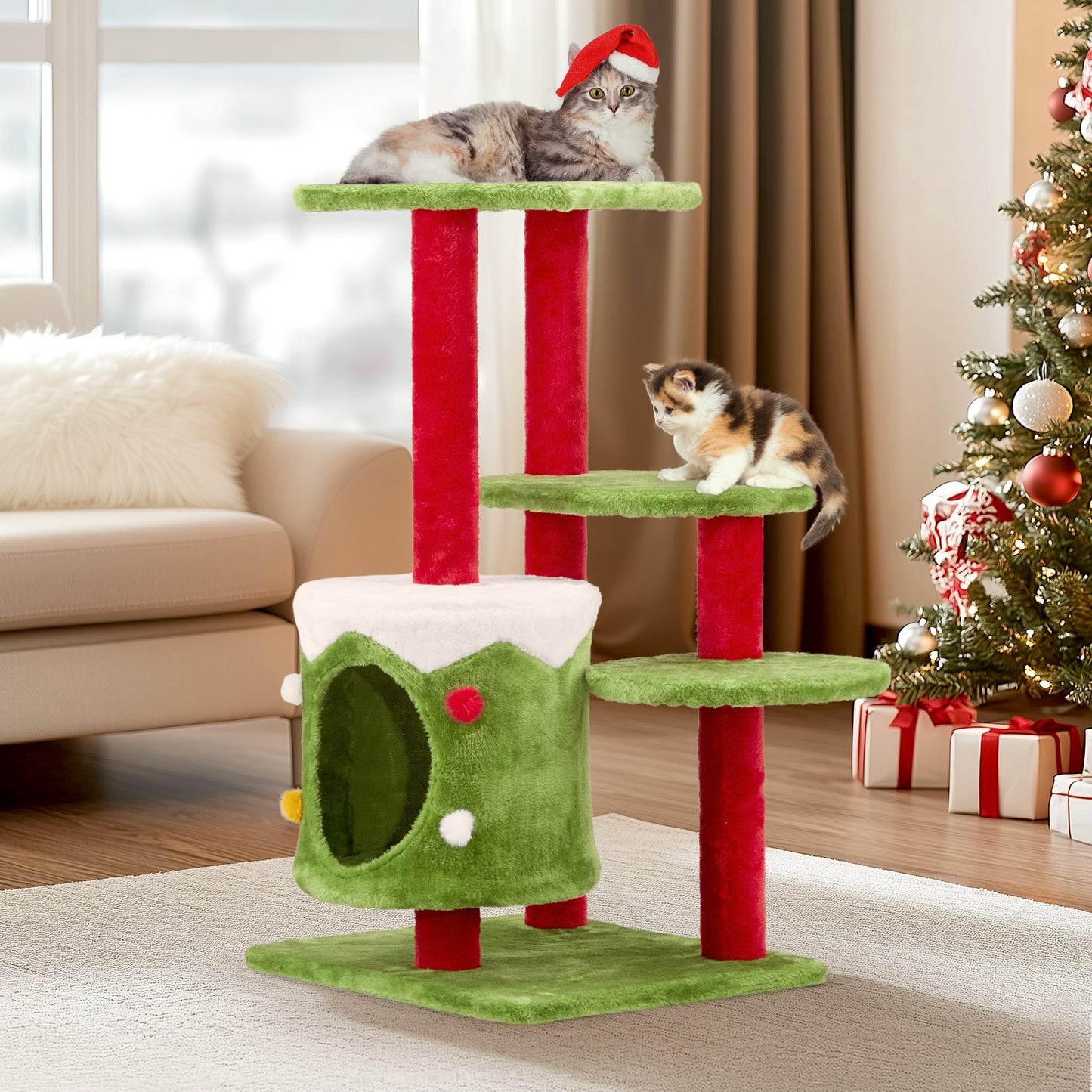 Multi-Level Cat Climbing Frame - Cat Tree Tower with Scratching Posts