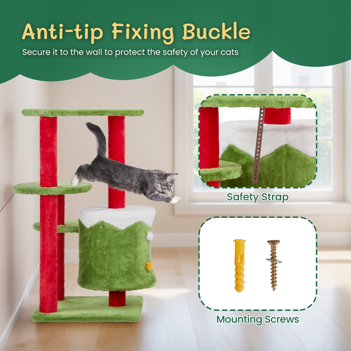 Multi-Level Cat Climbing Frame - Cat Tree Tower with Scratching Posts