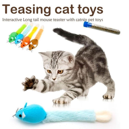 Realistic Long Tail Mouse Cat Toy - Interactive Hunting Play