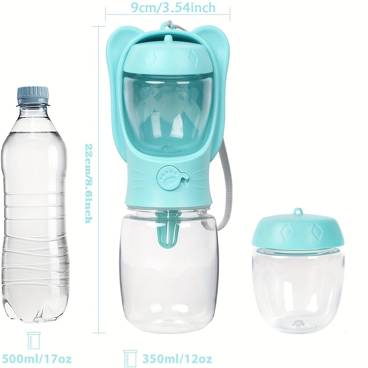 2-in-1 Portable Pet Water Bottle & Food Container - Travel Essential