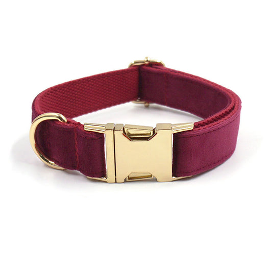 Luxury Soft Burgundy Velvet Dog Collar - Premium Comfort & Style
