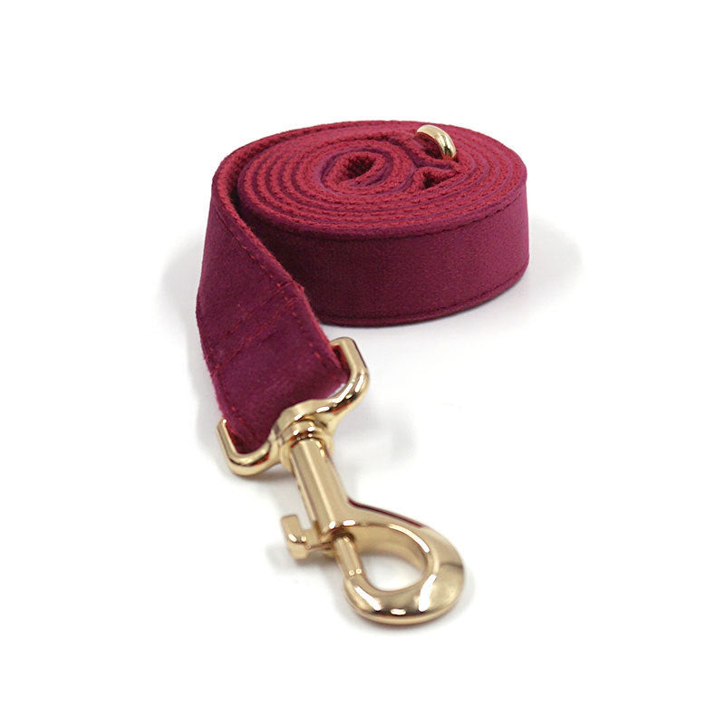 Luxury Soft Burgundy Velvet Dog Collar - Premium Comfort & Style